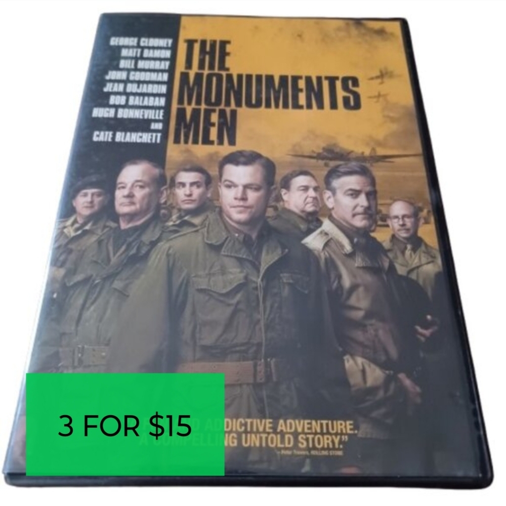 The Monuments Men DVD Movie Matt Damon George Clooney World War 2 PG13 Disc Film